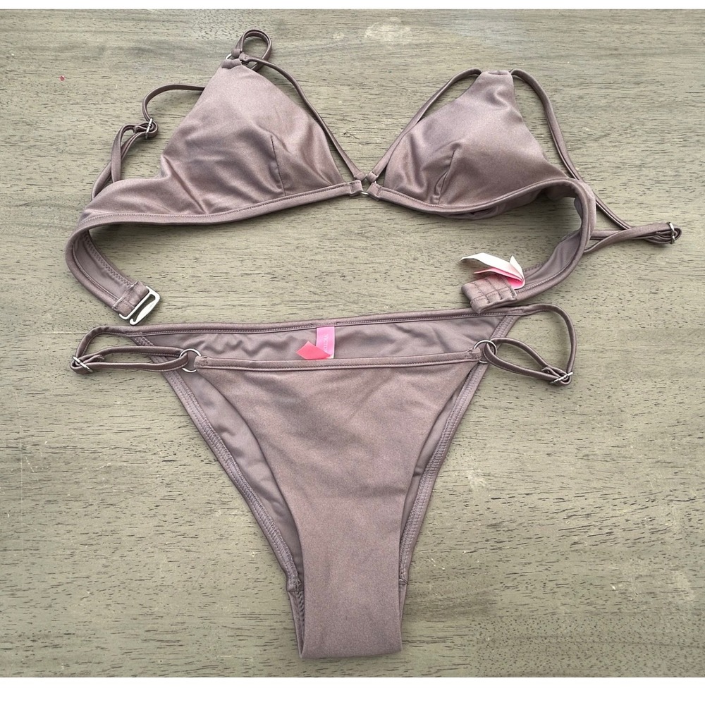 Victoria's Secret
Mauve Metallic Triangle Bikini Set Small Purple Shimmer 2pc